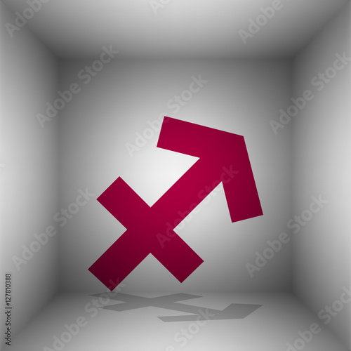 Sagittarius sign illustration. Bordo icon with shadow in the room.