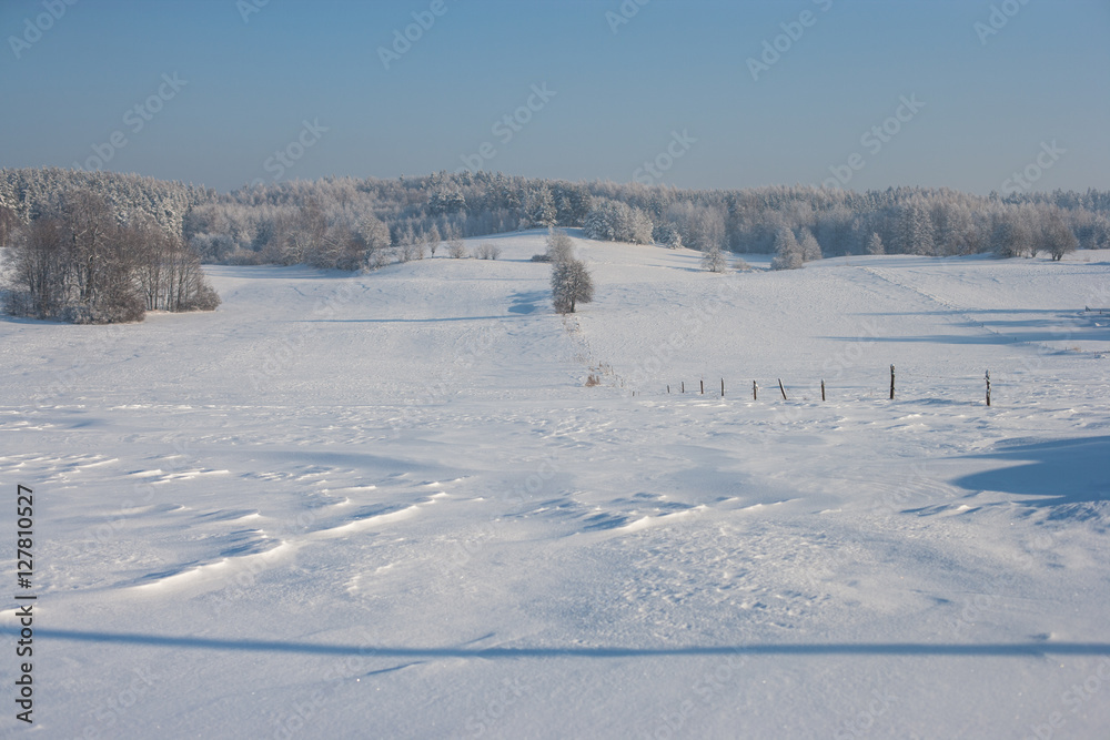 Fototapeta premium Wzgórza Dylewskie pod śniegiem
