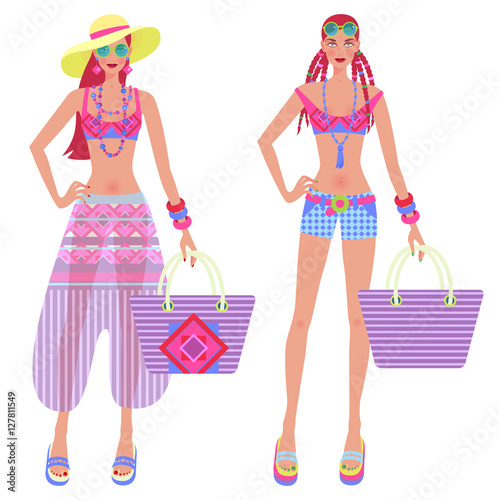 Vector illustration - beach fashion.