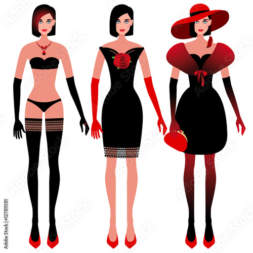 Vector illustration - girl in elegant clothes.