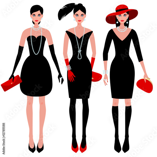 Vector illustration - girl in elegant clothes.