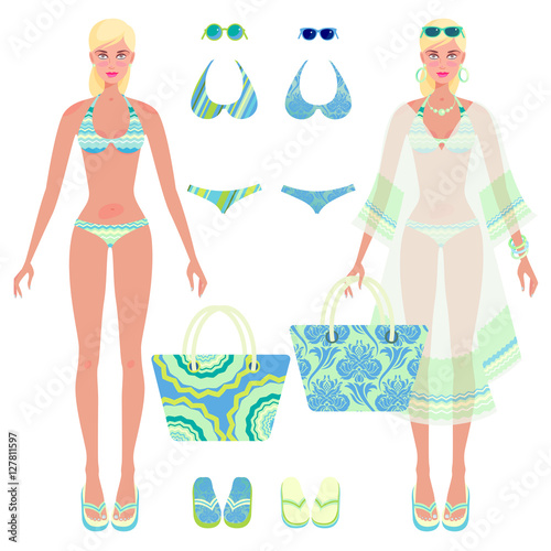 Vector illustration - beach fashion. Constructor.