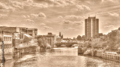 View Over River Ouse York HDR Sepia