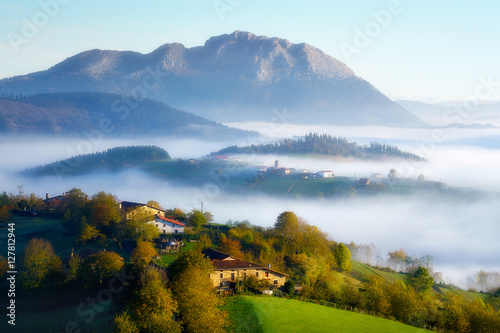 Aramaio valley with fog photo