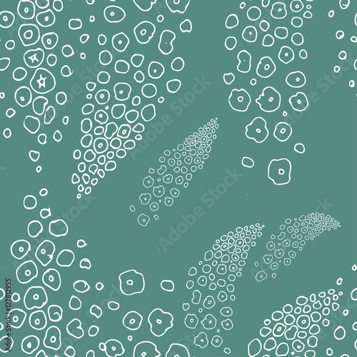 Abstract seamless background. Line graph. Vector shapes look like comets.Black and white pattern of round shapes. A template for a print fabric, wrapping paper, textiles.Like bubbles on the water