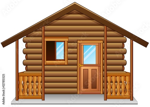 Wooden house isolated a white background