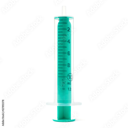 Medical syringe without needle isolated over white background