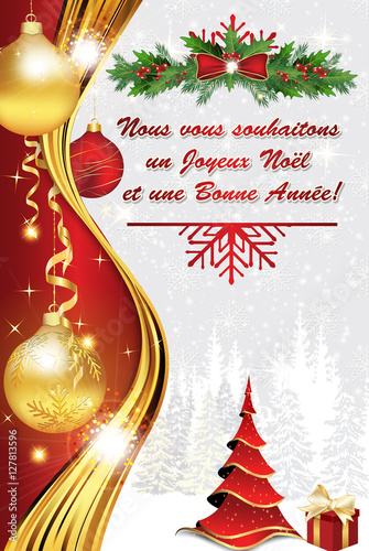 Nous vous souhaitons un Joyeux Noël et une Bonne Année - Carte de voeux pour les vacances d'hiver