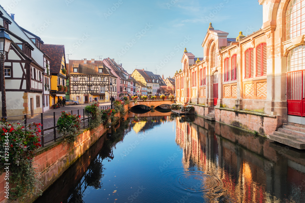 canal of Colmar, beautiful town of Alsace, France