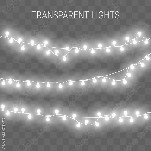 Christmas lights. Transparent glowing garland