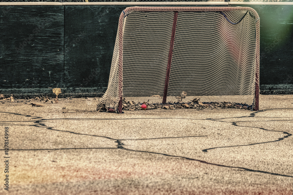 abandoned looking roller hockey rink Stock Photo | Adobe Stock