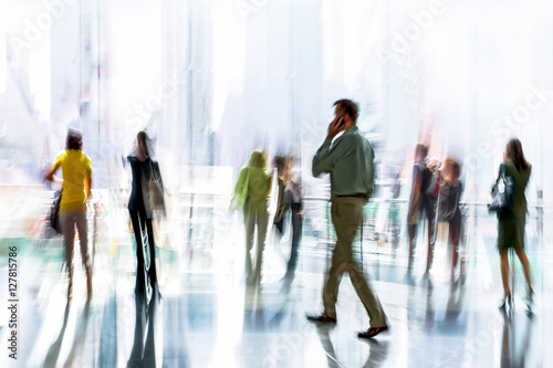 group of people in the lobby business center