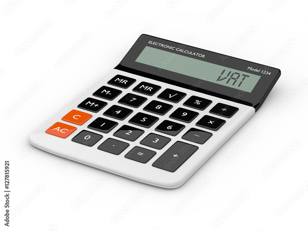3d rendering of calculator wit vat text isolated over white 3d rendering of calculator wit vat text isolated over white