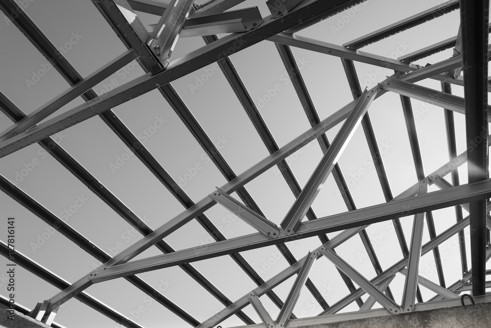 Structure of steel roof. Structure of steel roof.