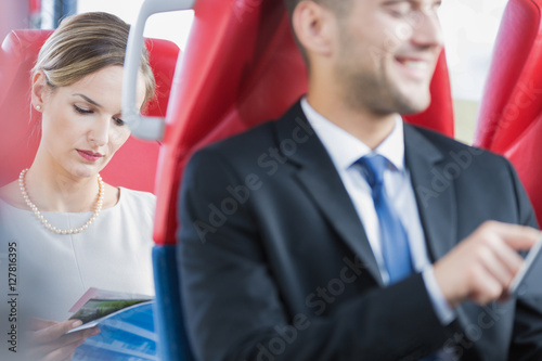 Man and woman commuting