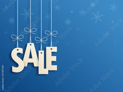Suspended SALE letters on blue background