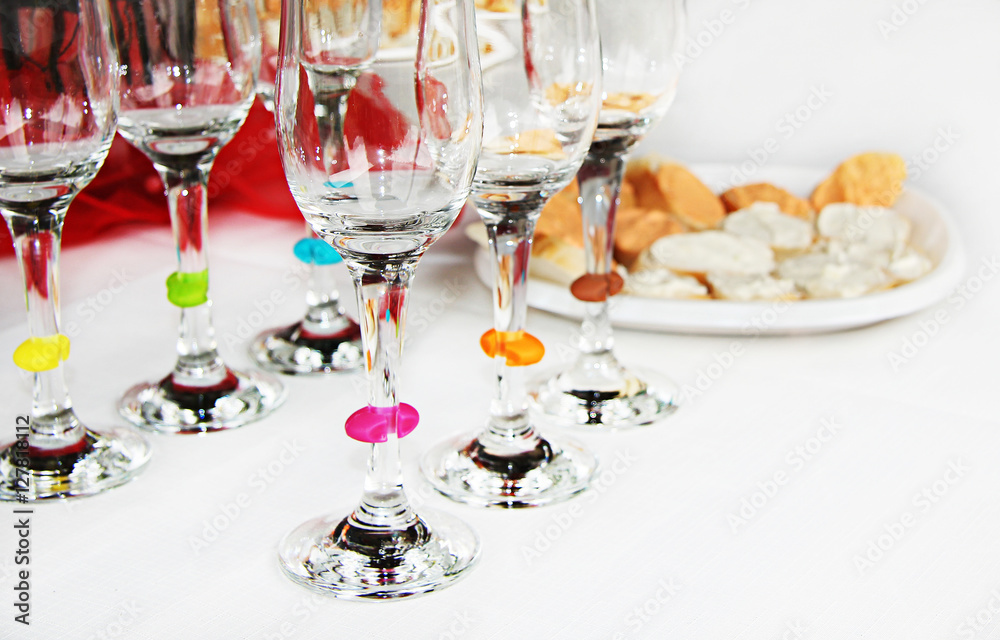empty glasses of vine on the table empty glasses of vine on the table