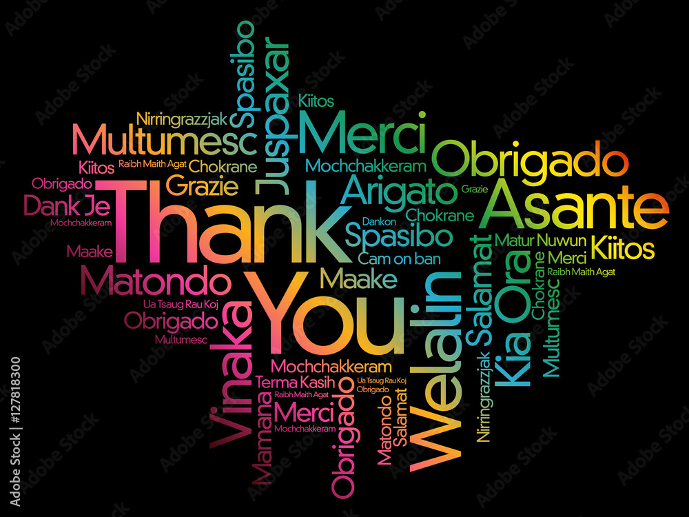 Thank You Word Cloud background, all languages, multilingual for ...