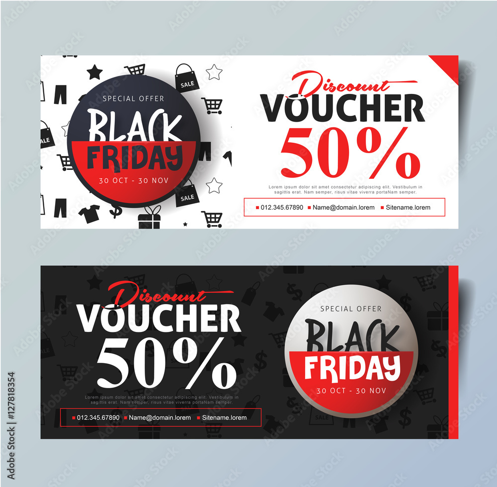 Obraz premium Black Friday voucher card vector template