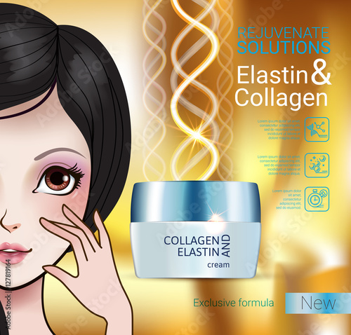 Vector Illustration with Manga style girl and collagen cream