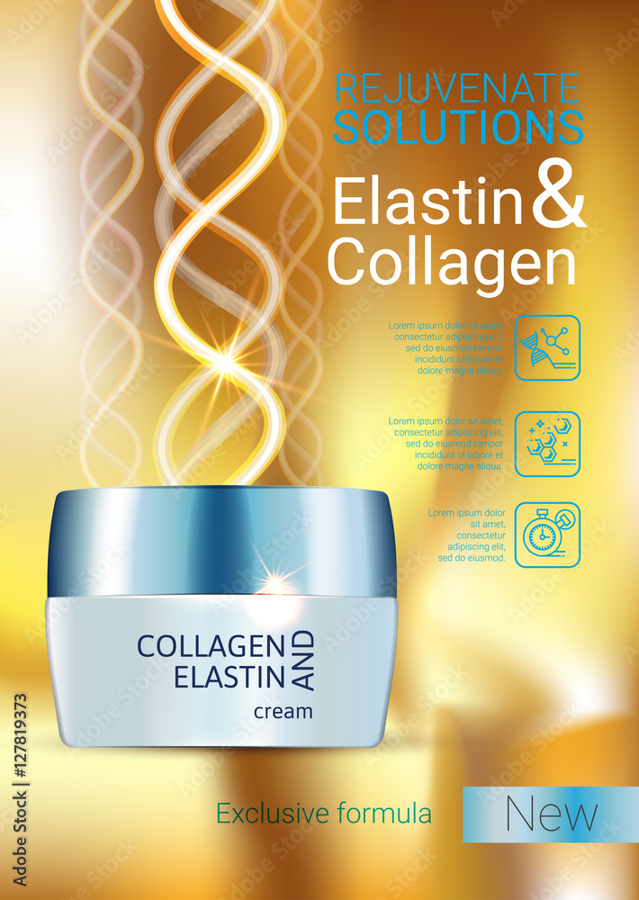 Vector Illustration with Collagen and Elastin cream