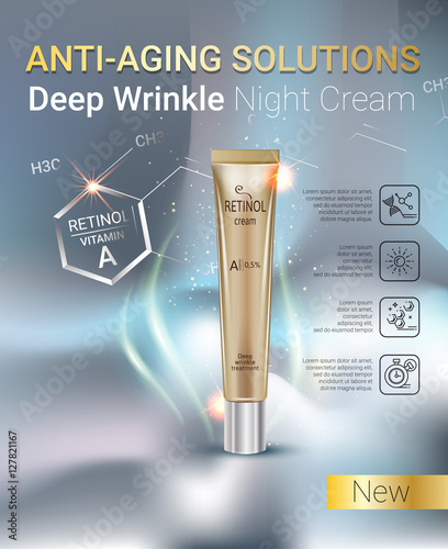 Vector Illustration with Retinol cream tube.