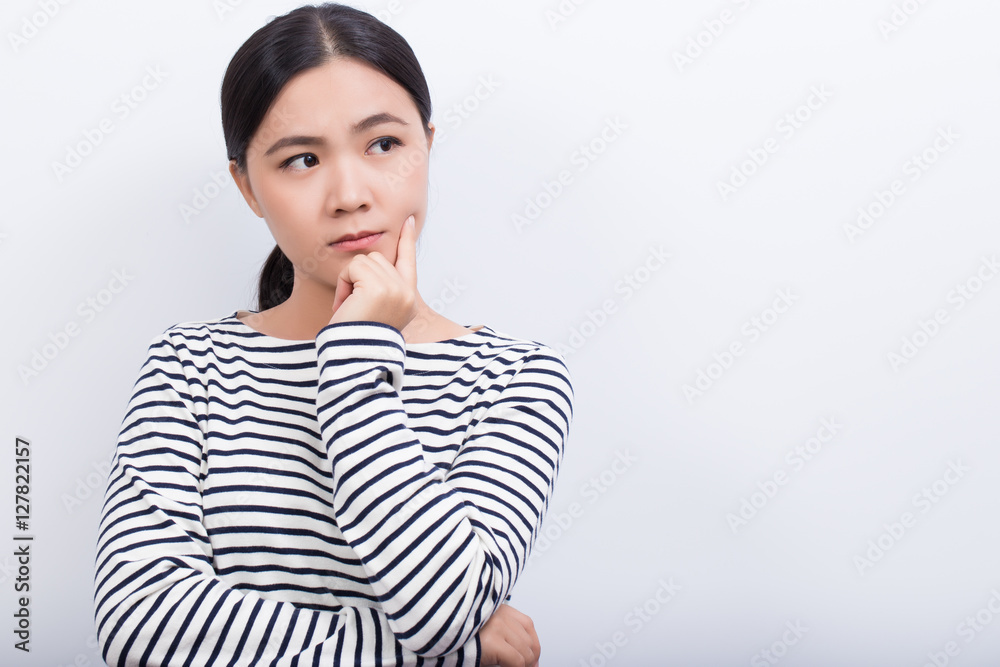 Serious woman isolated on white background Serious woman isolated on white background