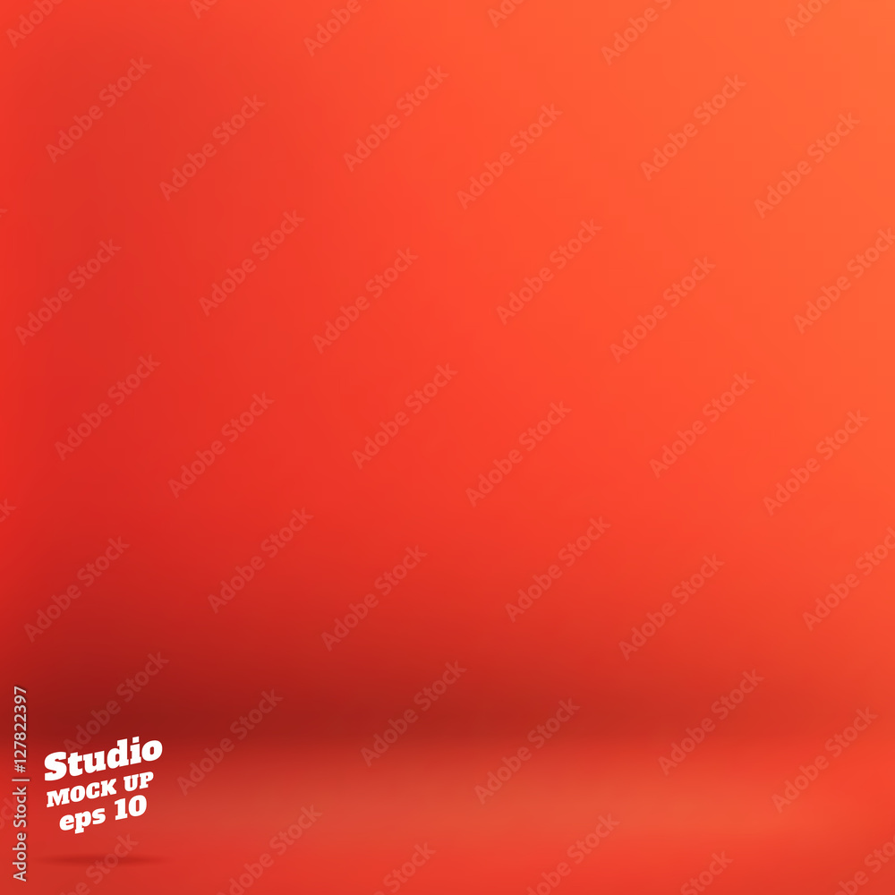 Vector,Empty orange red color studio room background ,Template m