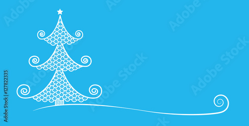 Sapin blanc sur fond bleu