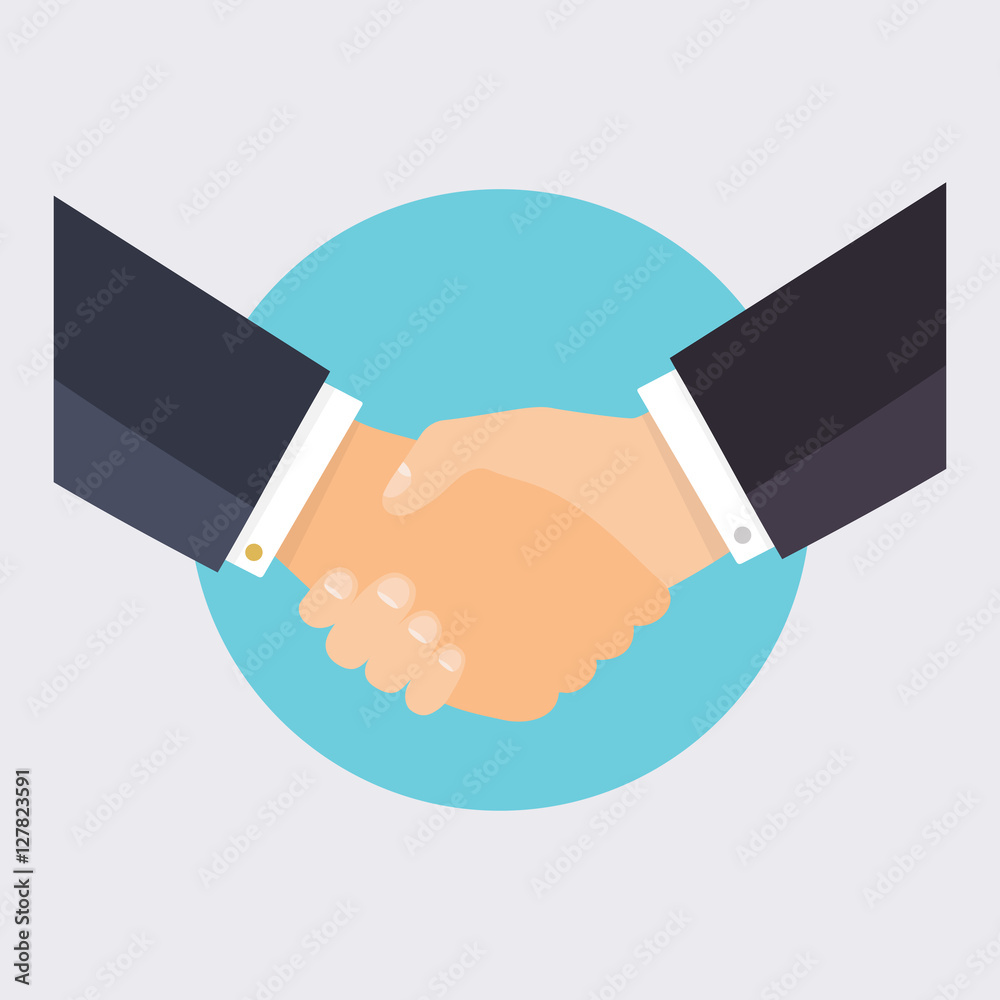 Handshake of business people. Flat design modern vector illustra Handshake of business people. Flat design modern vector illustra