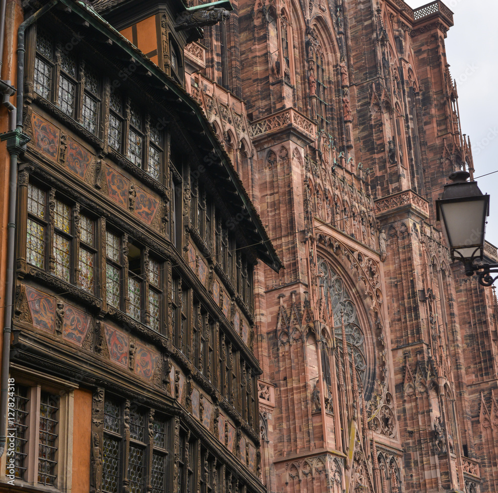 Fototapeta premium Cathedral Notre Dame of Strasbourg, Bas Rhin, Alsace