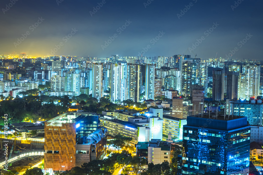 night cityscape resident area and industry area - can use to display or montage on product