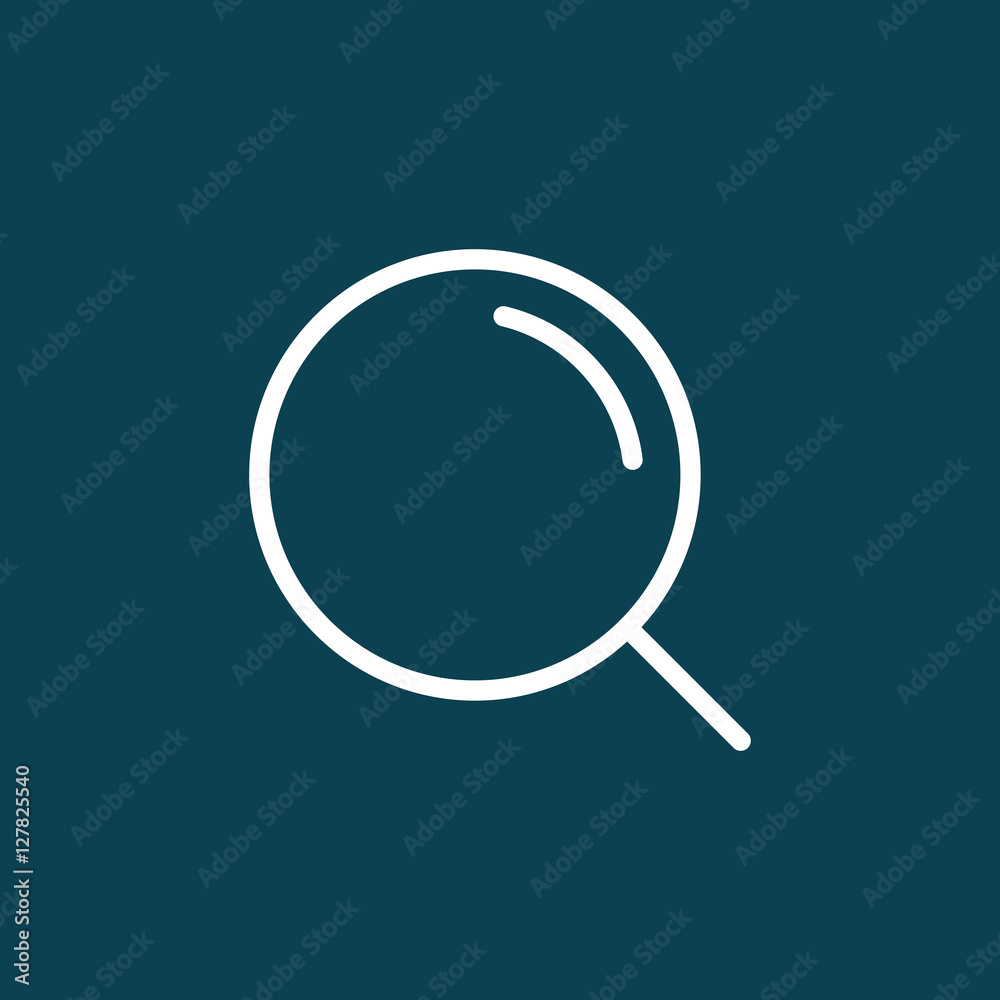 thin line magnifier icon on blue background thin line magnifier icon on blue background