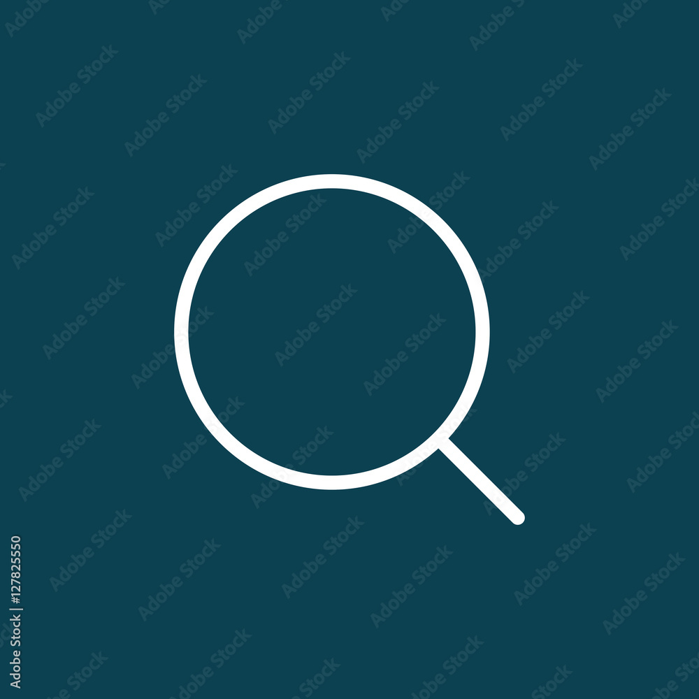 thin line magnifier icon on blue background thin line magnifier icon on blue background