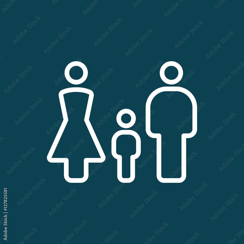 thin line family icon on blue background thin line family icon on blue background