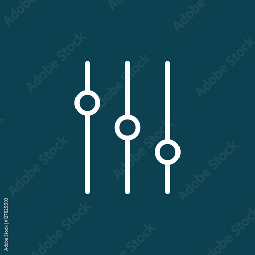 thin line slider bar, eq, icon on blue background