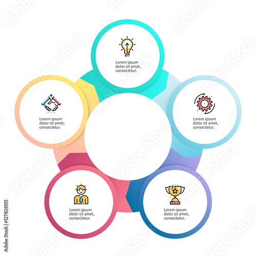 Circular infographics. Business diagram with 5 steps.