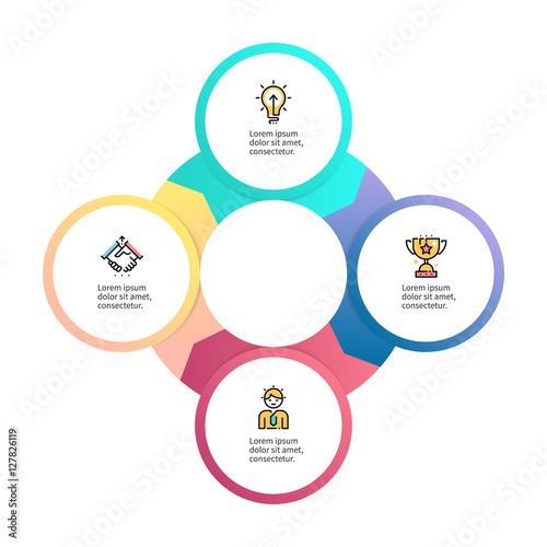 Circular infographics. Business diagram with 4 steps.