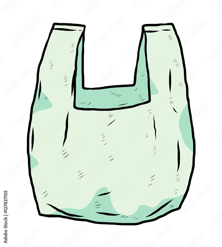 green plastic bag / cartoon vector and illustration, hand drawn style,  isolated on white background. Stock Vector | Adobe Stock