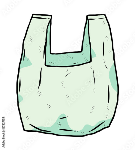 green plastic bag / cartoon vector and illustration, hand drawn style, isolated on white background.