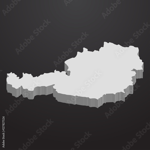 Austria map in gray on a black background 3d