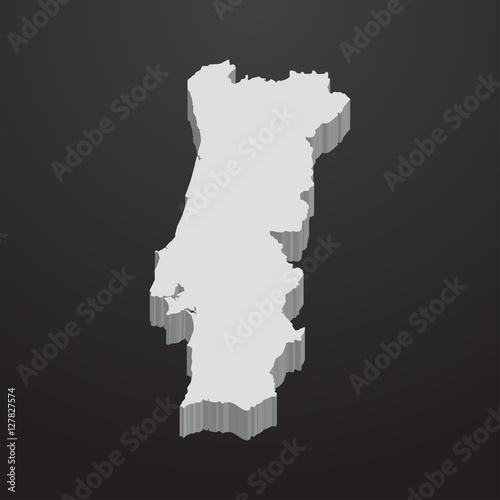 Portugal map in gray on a black background 3d