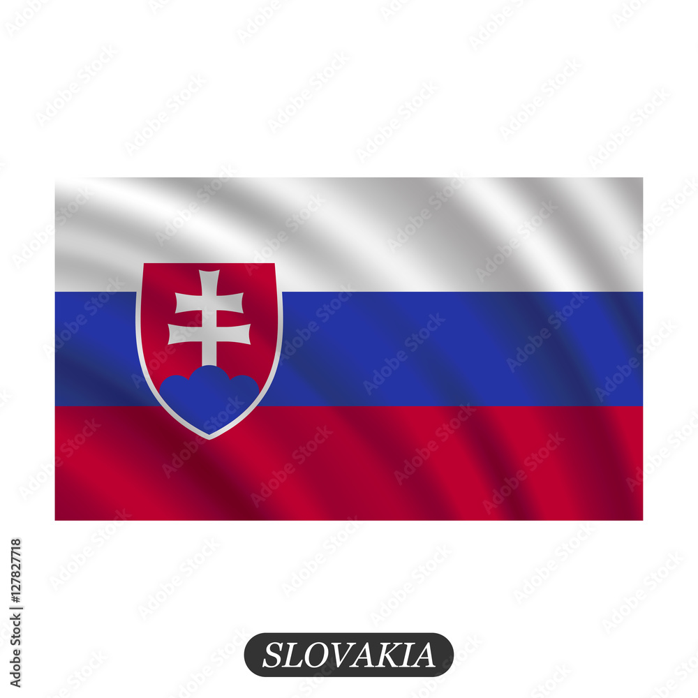 Fototapeta premium Waving Slovakia flag on a white background. Vector illustration