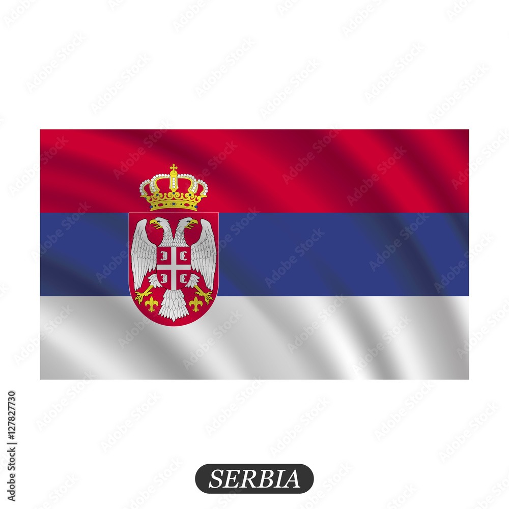 Obraz premium Waving Serbia flag on a white background. Vector illustration