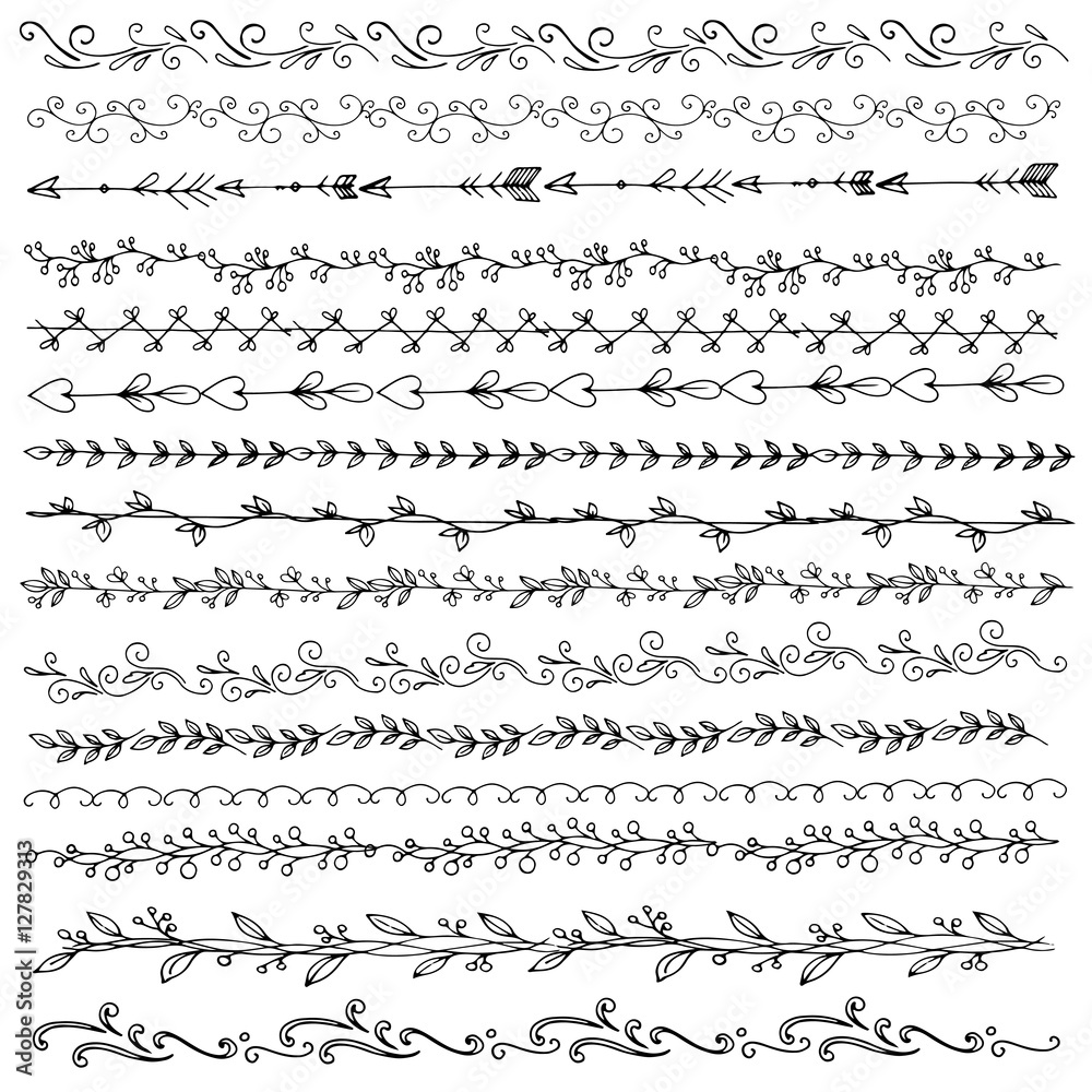 Obraz premium Set of Doodle floral elements