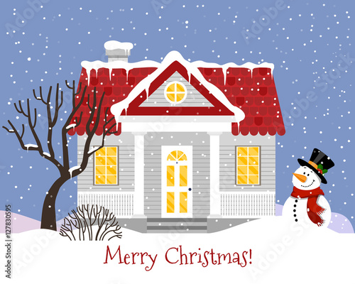 Vector illustration with country house in flat style