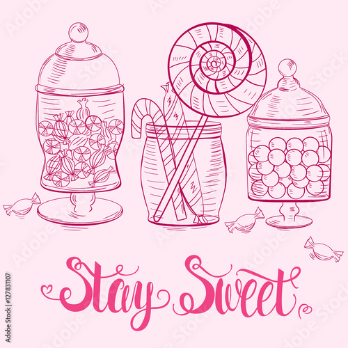 Template with jars with candies