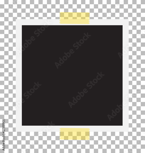 photo frame on sticky tape. Template photo design.