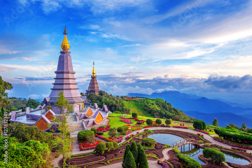 Landmark pagoda in doi Inthanon national park at Chiang mai  Thailand.