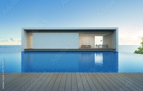 Sea view house with pool and terrace, Luxury holiday villa - 3d rendering